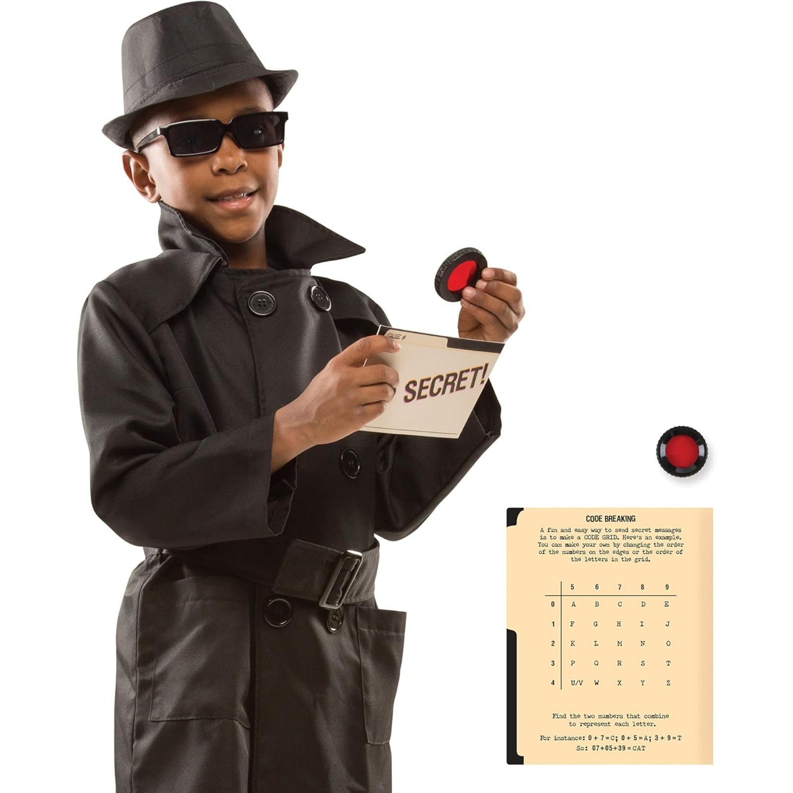 Nwt Melissa & Doug Kids Spy Costume Trench Coat & Fedora Hat Size 5-8 — image 4 of 8